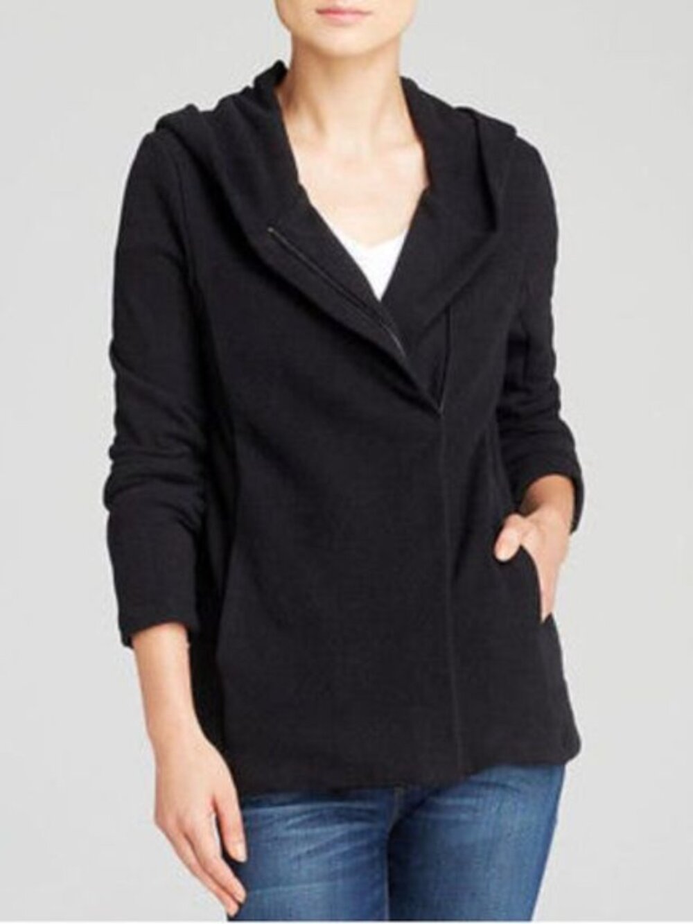 James Perse Asymmetrical French Terry Hidden Zip Hoodie - Sz. 3 - LARGE